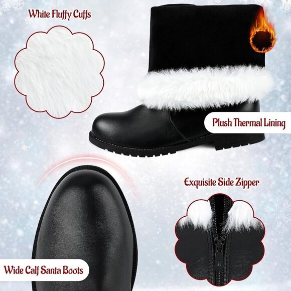 Santa Boots for Men Wide Calf Faux Leather
